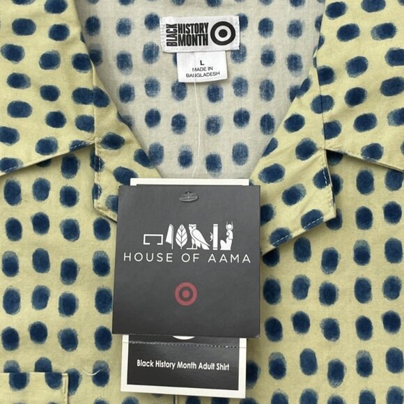 Target x House of Aama Short Sleeve Button Down Shirt Green Polka Dots Sz Large - Picture 4 of 11